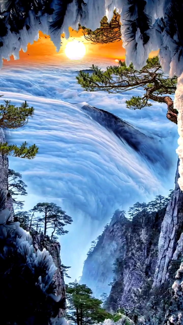 风景如画#气势磅礴霸气:飞流直下起浪花,疑是天河水倒流.