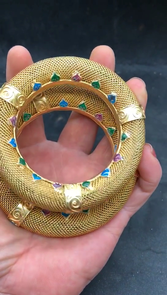 高手在民间#翡翠包金手镯