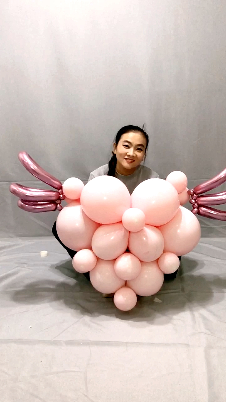 天和气球培训#天使爱心翅膀气球造型