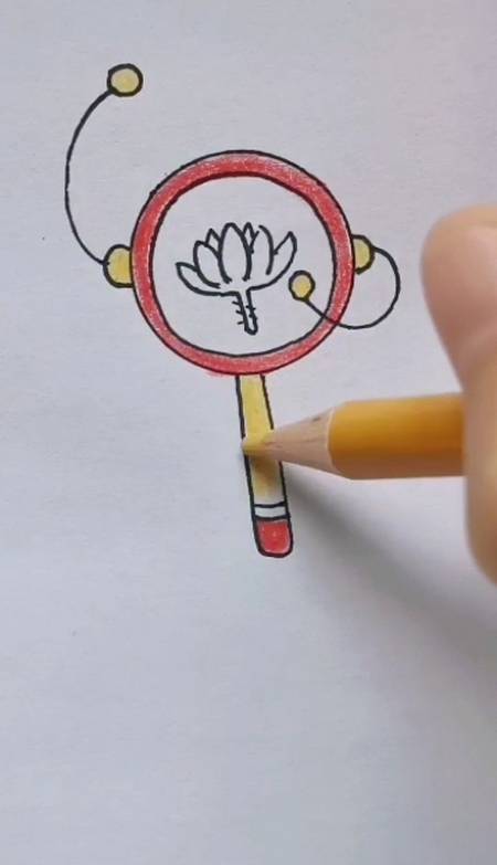 画画原来如此简单#李点点简笔画～用硬币画个拨浪鼓,你小时候一锻玩