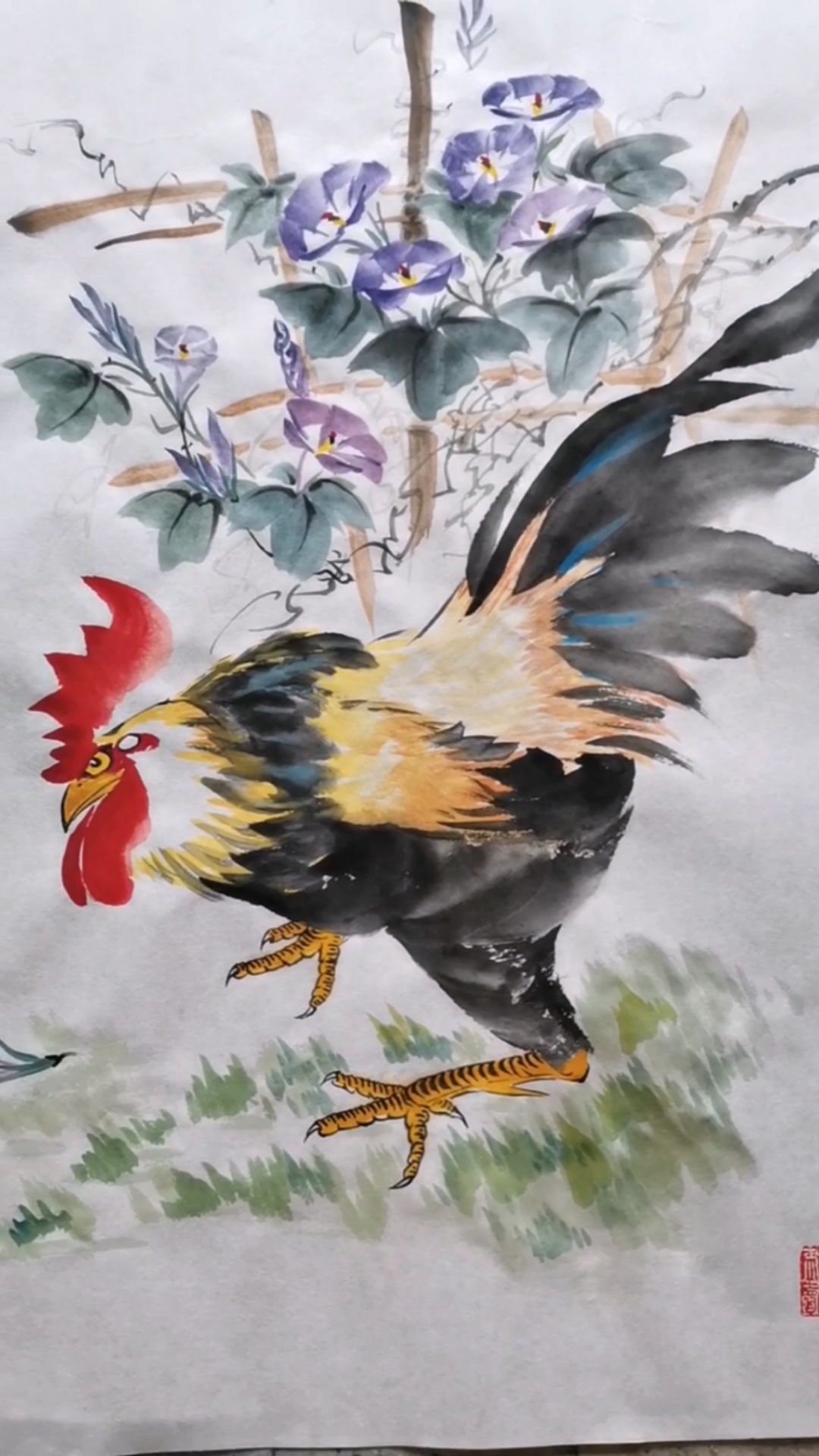 中国画#王兴民国画公鸡:鸿运当头,国画公鸡太美啦!