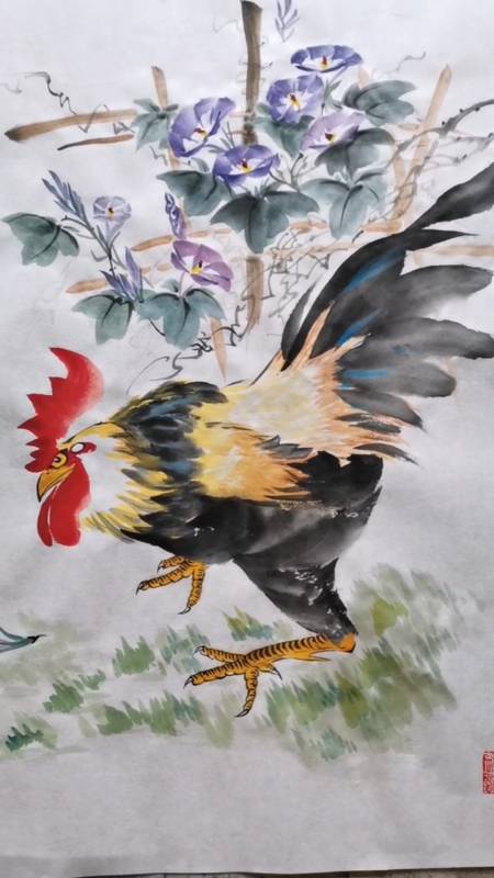 中国画#王兴民国画公鸡:鸿运当头,国画公鸡太美啦!