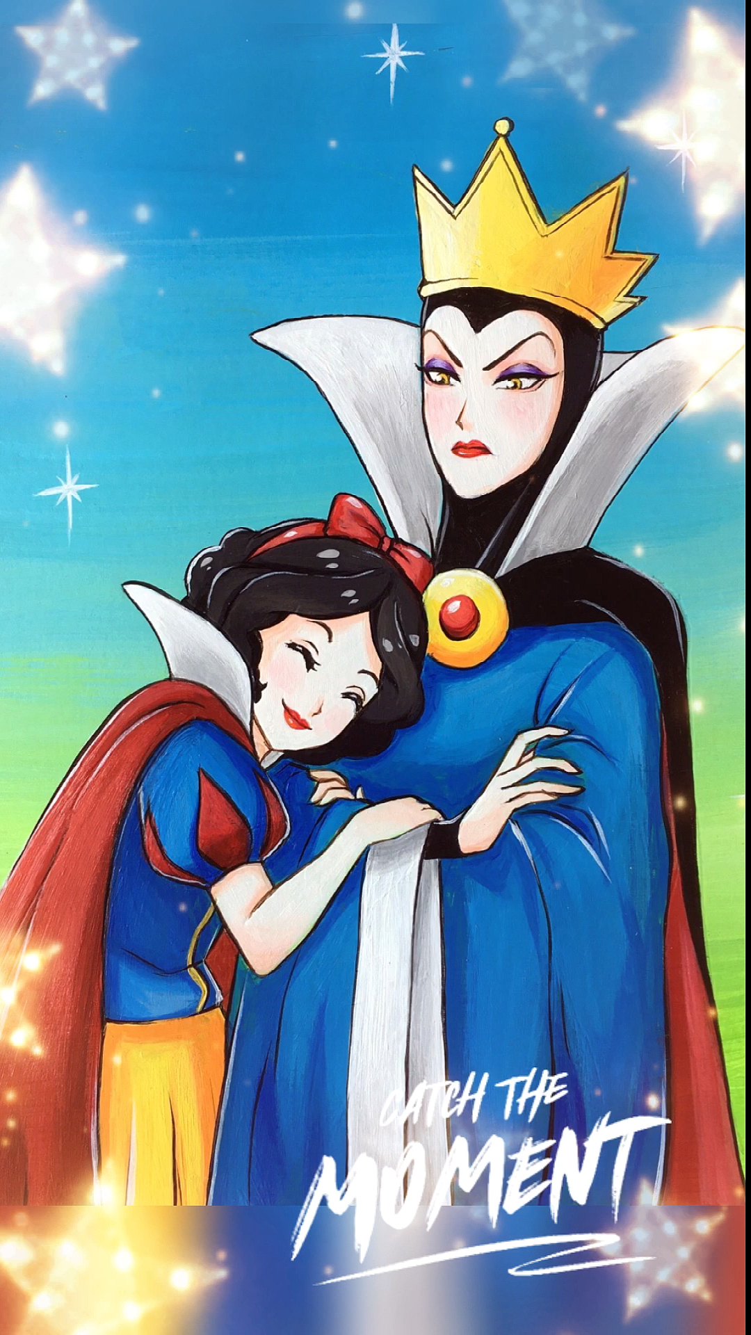 画画不同年级画白雪公主与皇后一年级哭惨了