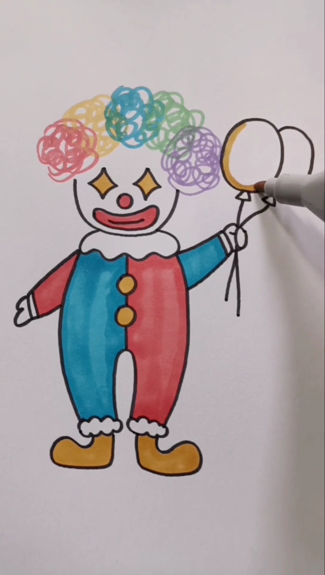 小丑怎么画简笔画彩色图片