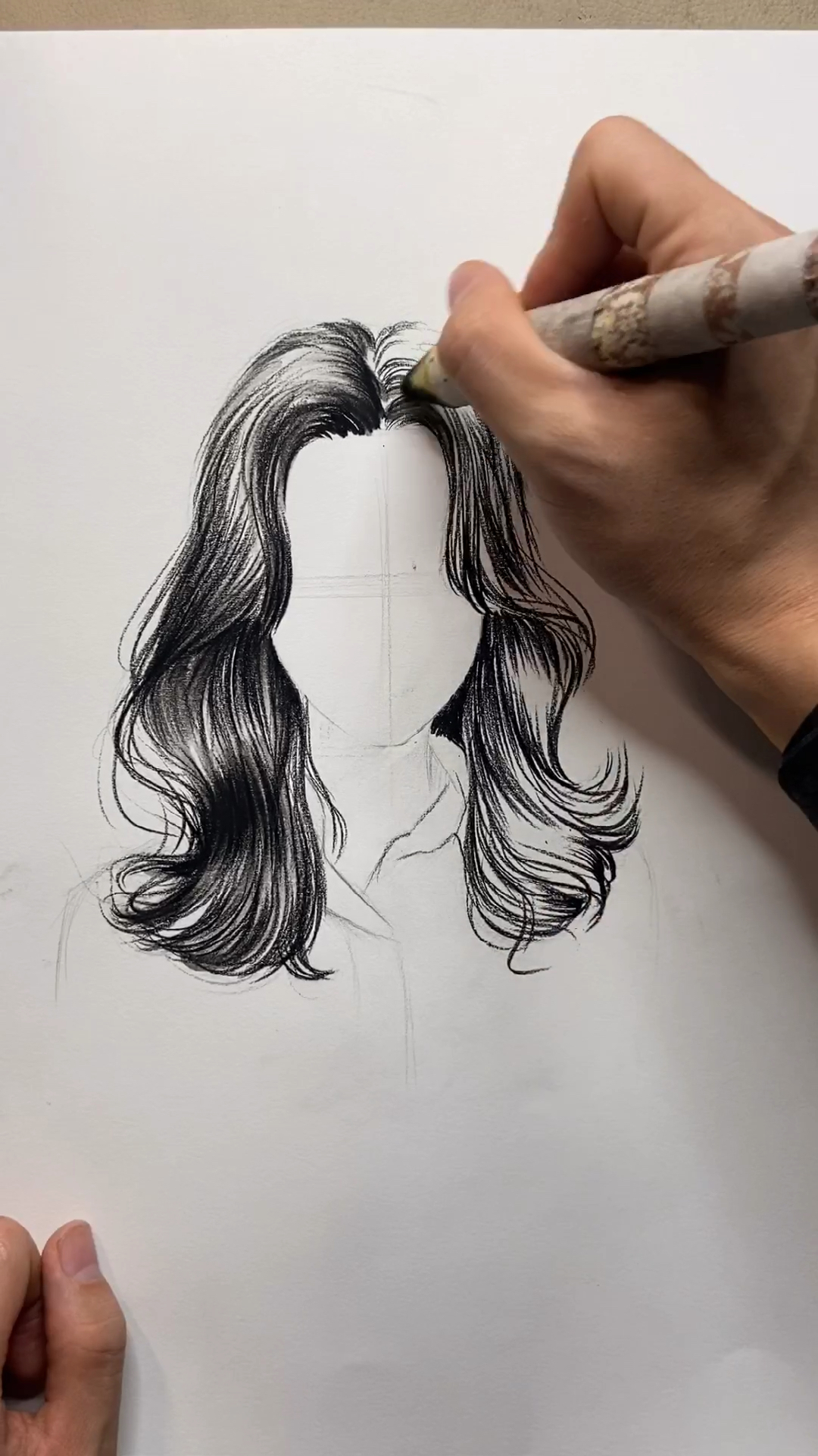 画画原来如此简单#每日一副,发型素描波浪头发绘画