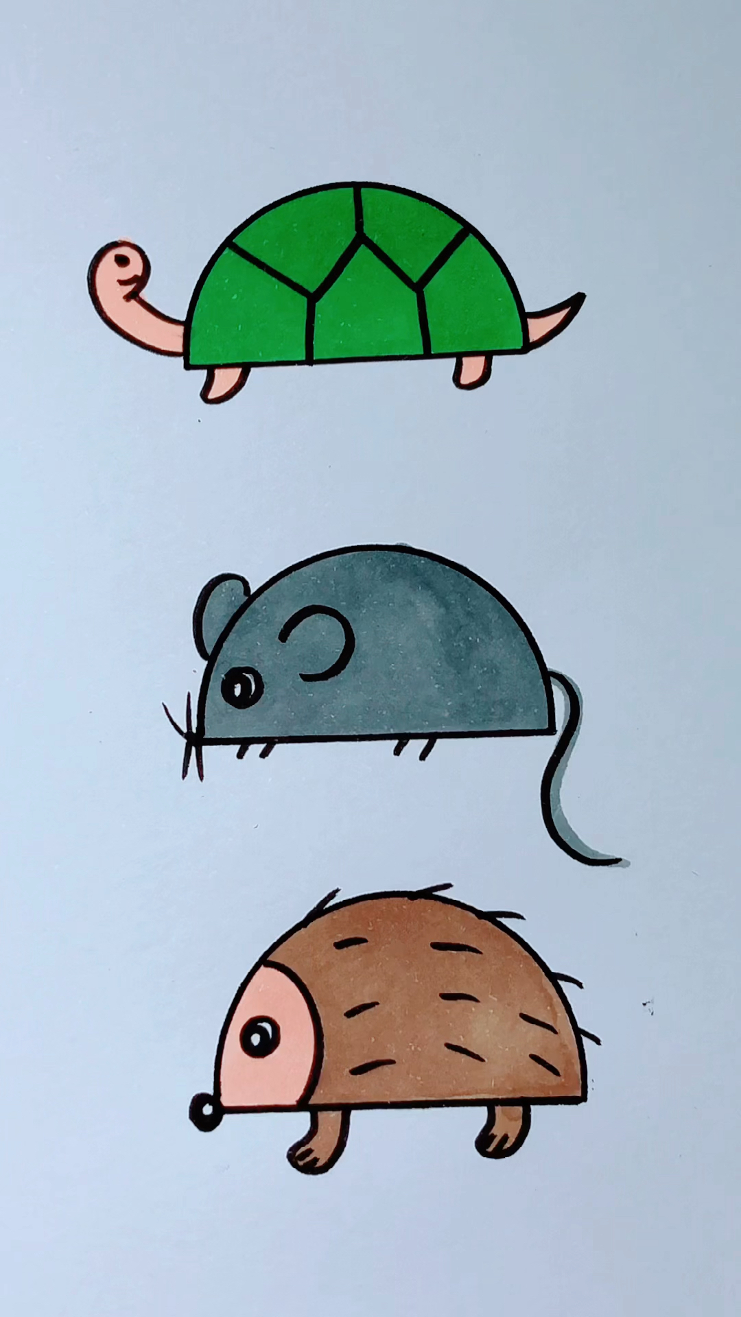 画画原来如此简单#用半圆画动物