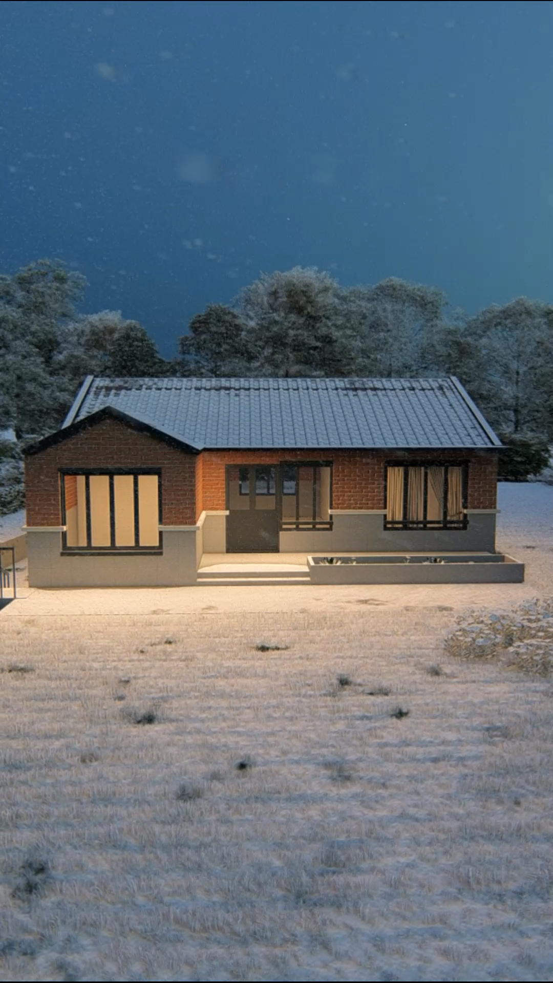 农村自建房#农村一层自建养老房,现代风格,简约别墅,爸妈也会喜欢.