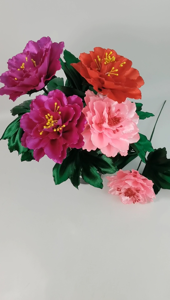 丝带手工#丝带手工牡丹花