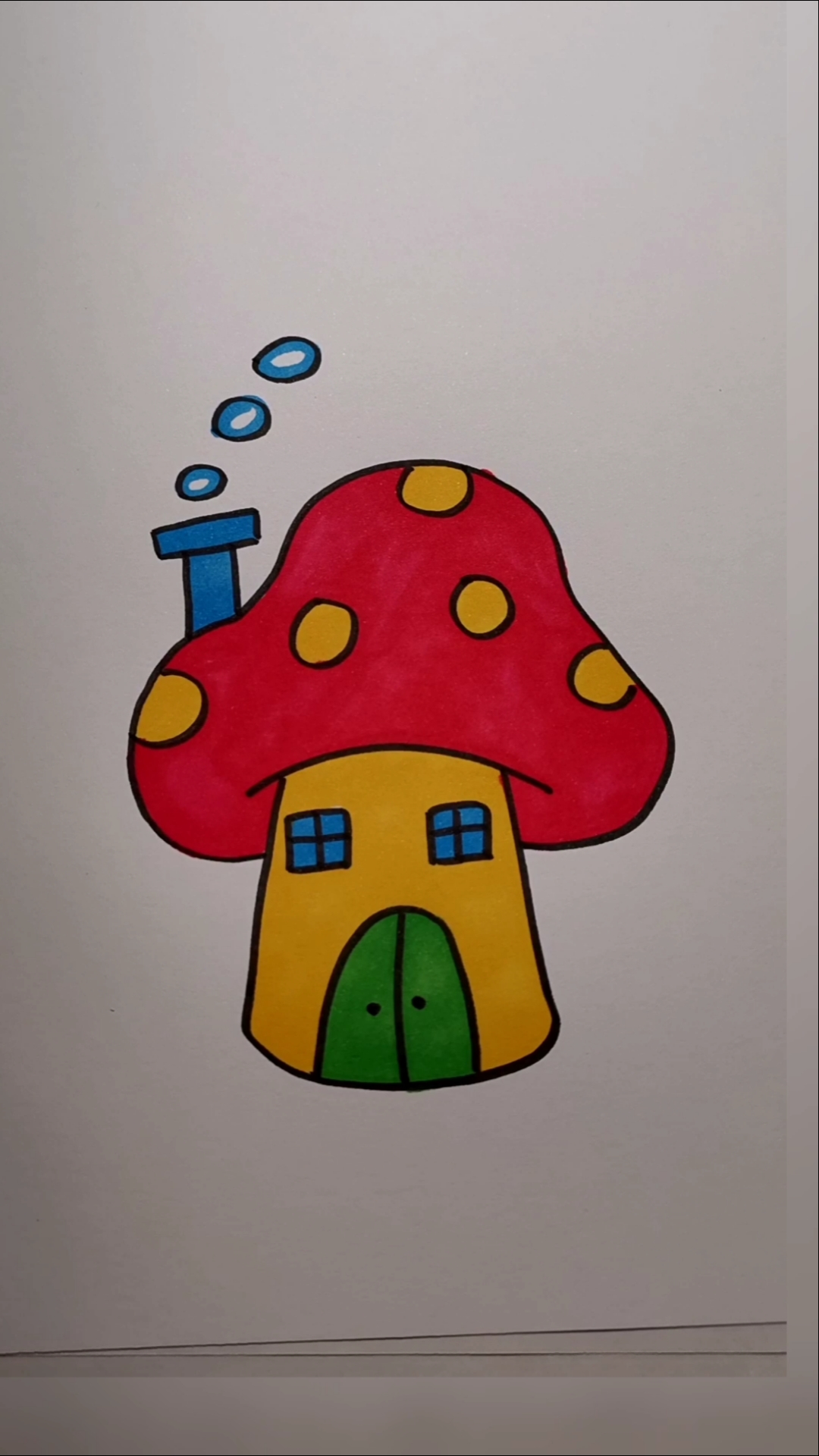 创意简笔画#漂亮蘑菇屋