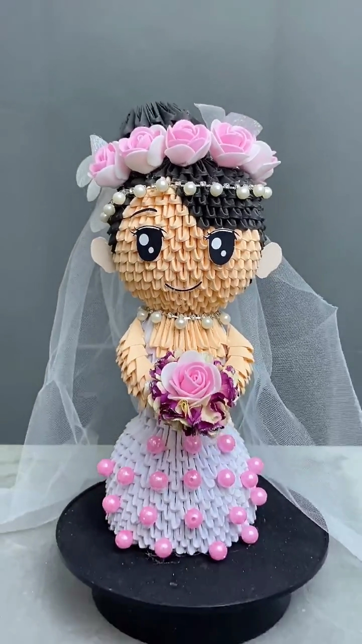 手工制作#用2400多张纸片做的小公主,看看漂亮吗