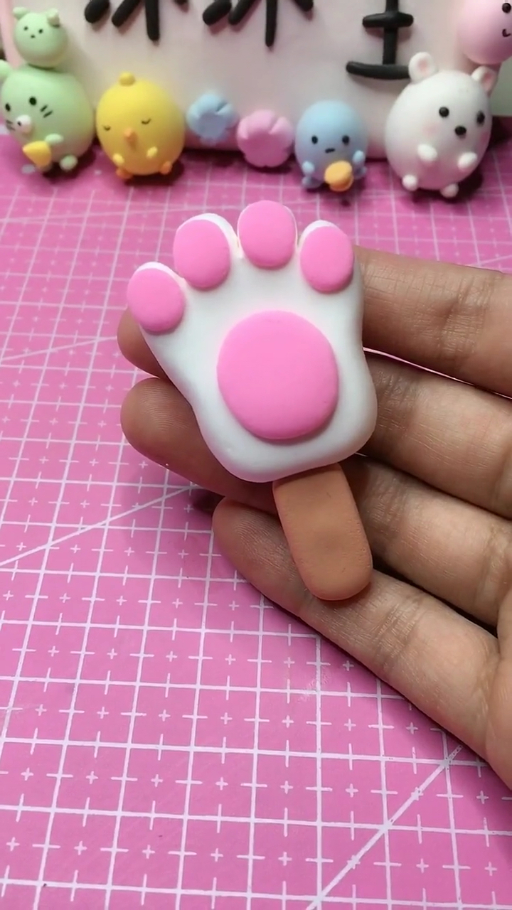 超轻粘土#可爱的猫爪雪糕
