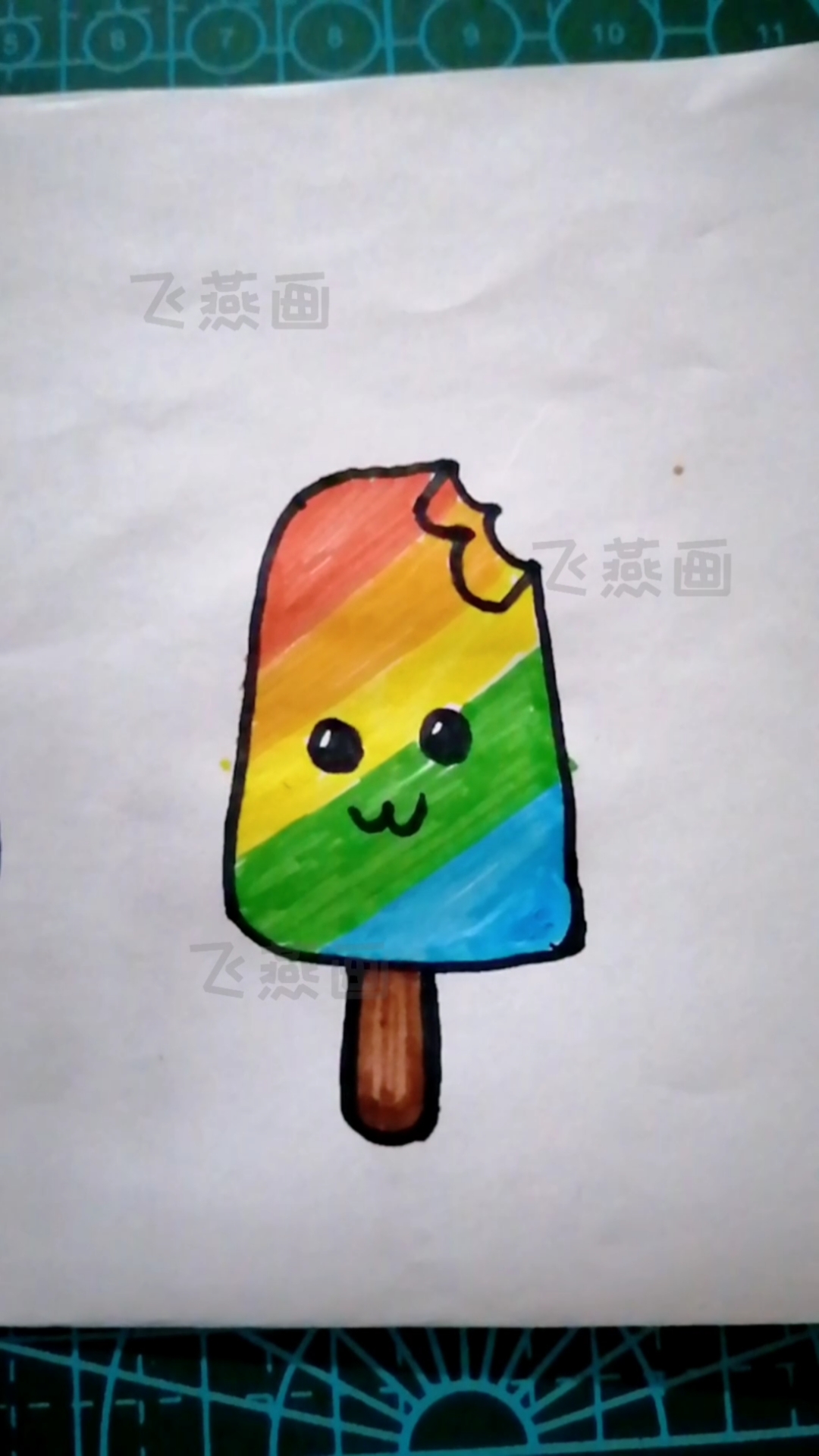 简笔画#诱人的彩虹雪糕