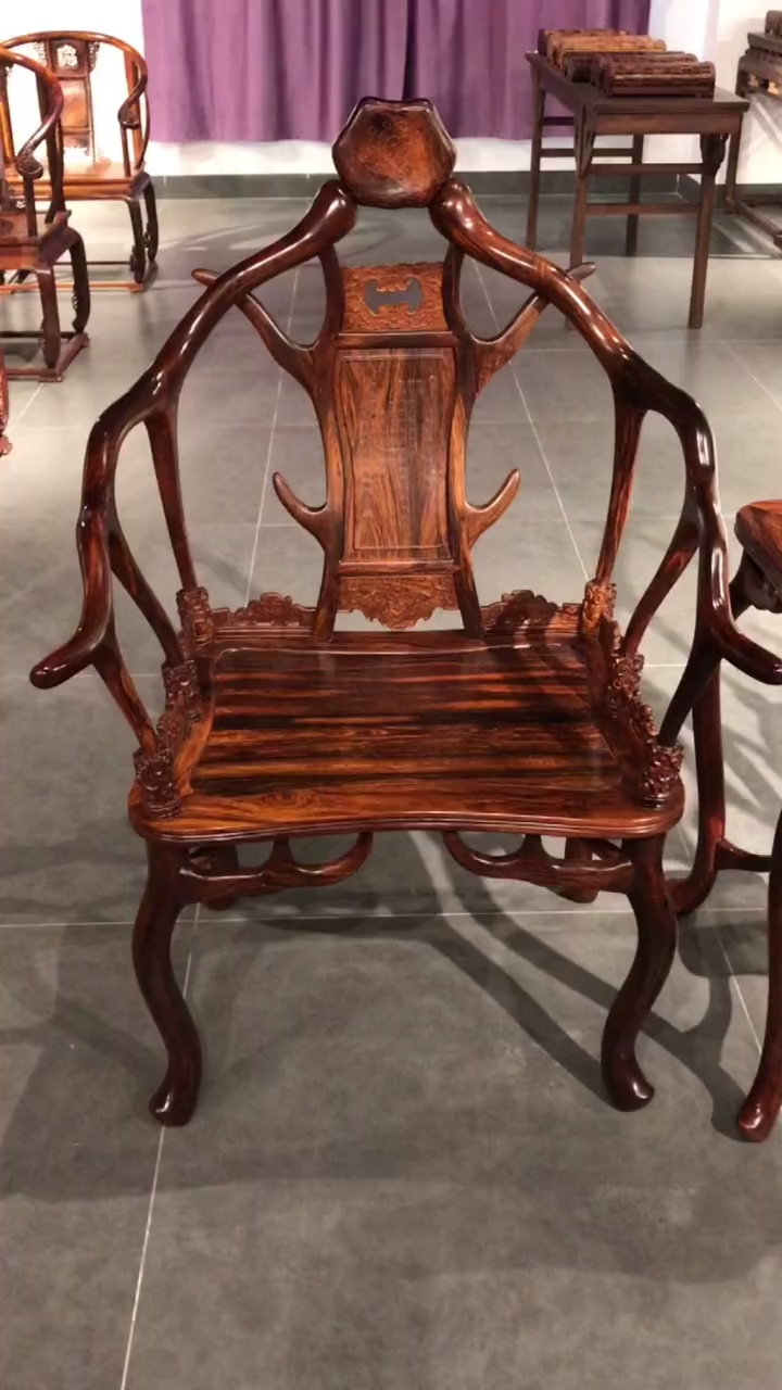 家居好物#黄花梨鹿角宝座