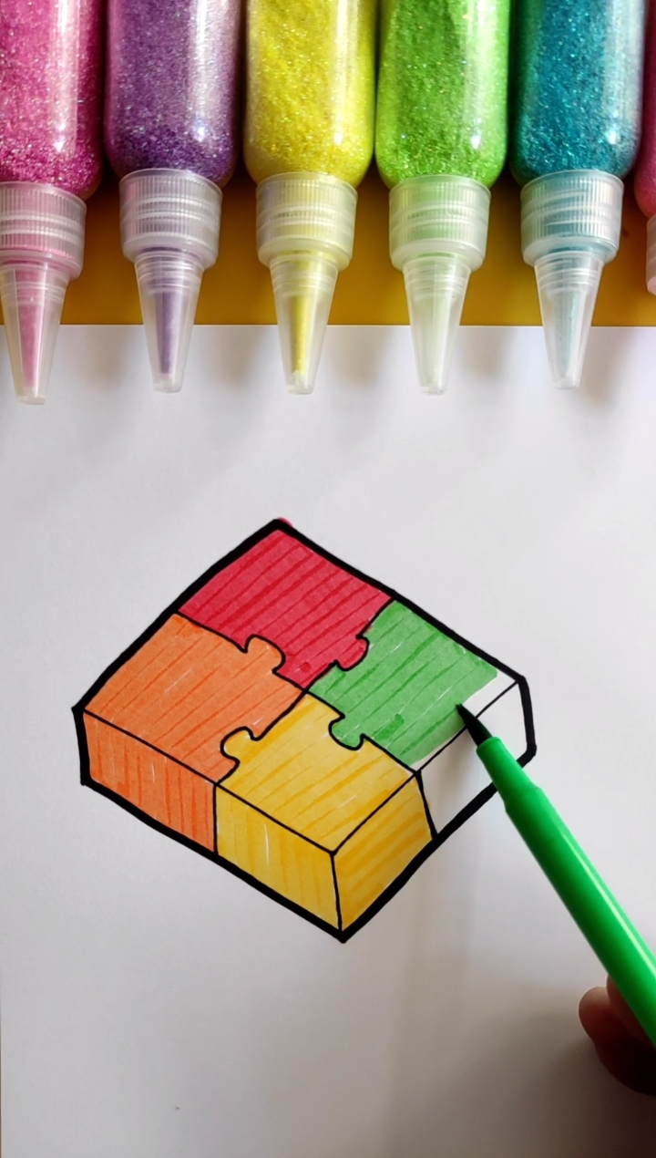 简笔画#简笔画彩色拼图