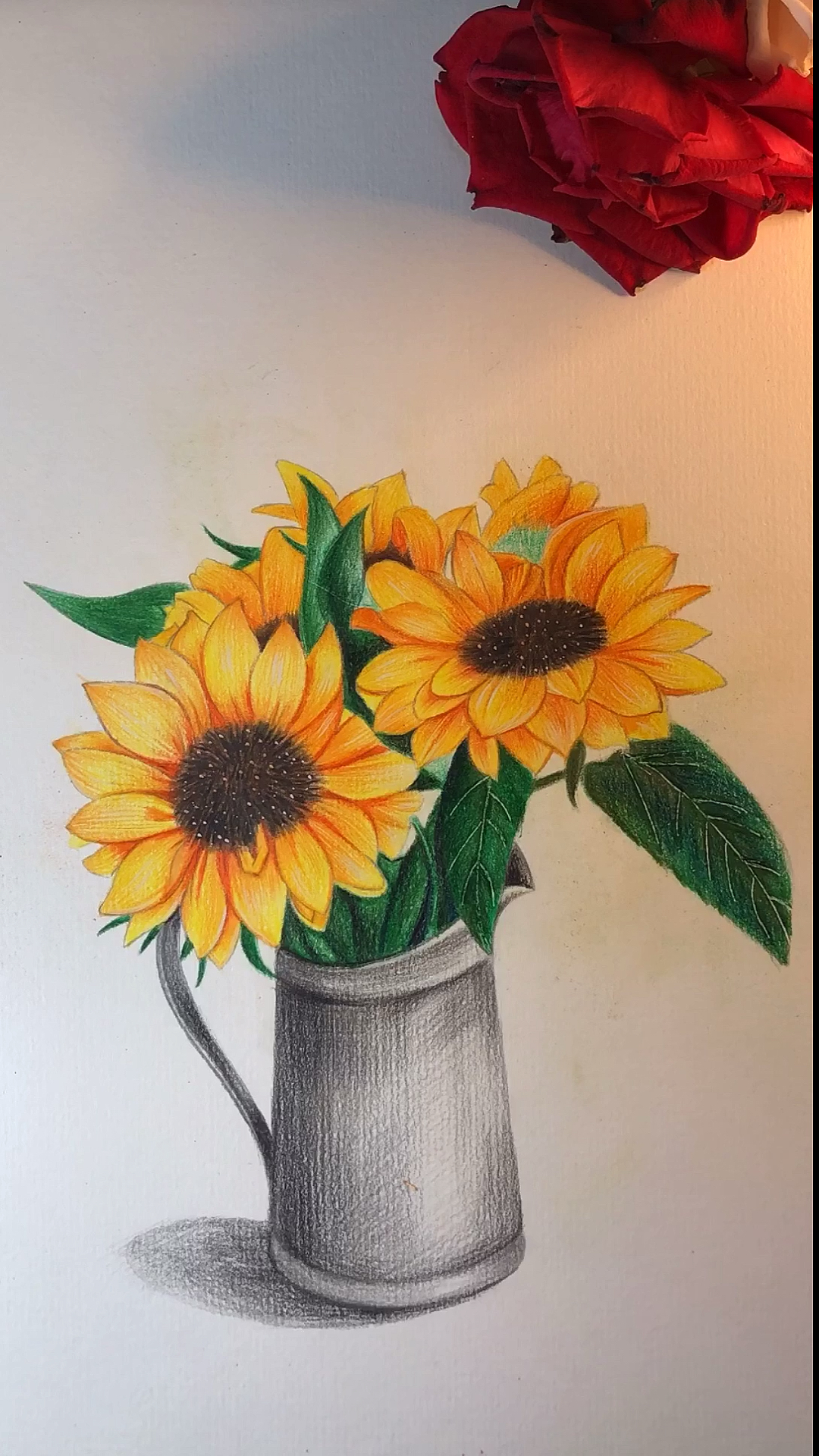画画原来如此简单#画一束向日葵,送给夏天!#彩铅#手绘#画画#向日葵