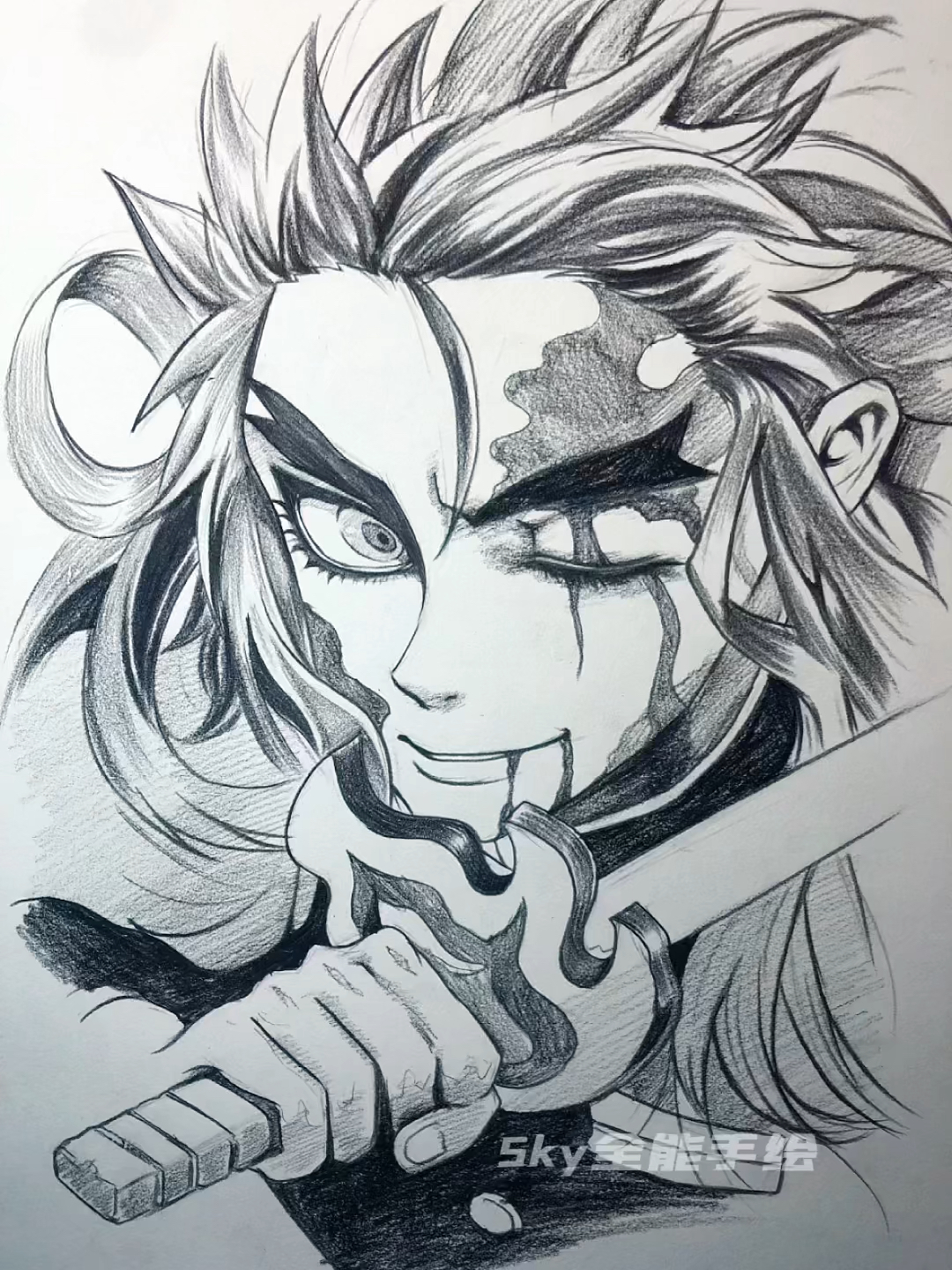 画画原来如此简单手绘动漫人物炼狱杏寿朗绘画过程技巧