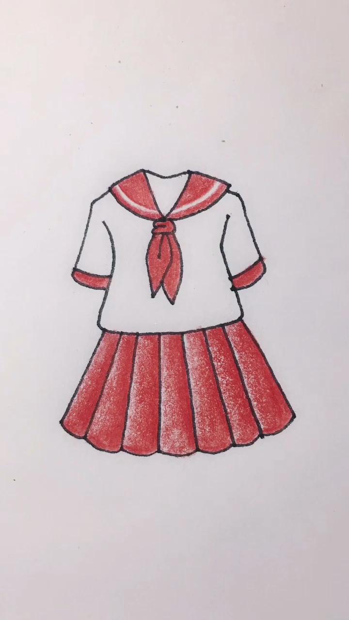画画原来如此简单#学画学生校服简笔画-度小视