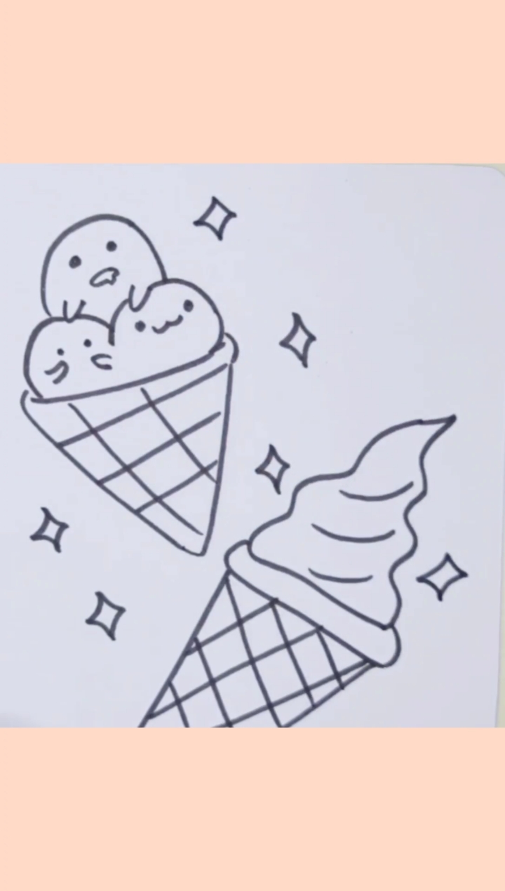 画画原来如此简单你喜欢哪种冰淇淋简笔画画画