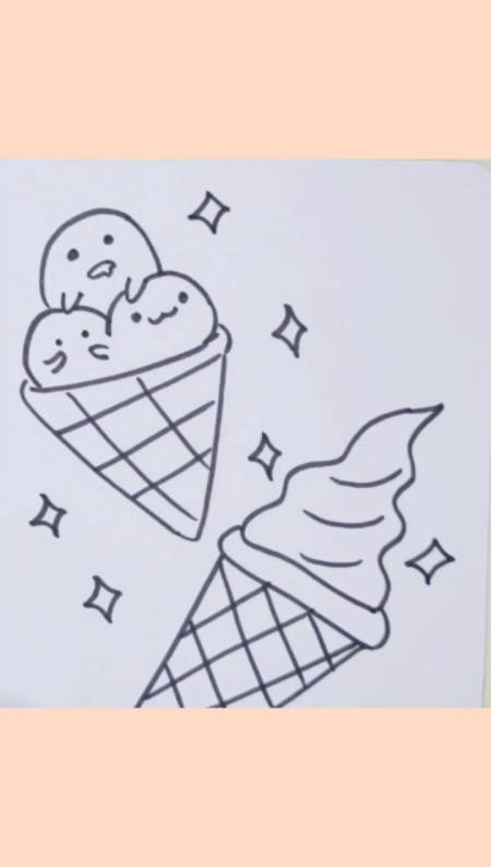 画画原来如此简单你喜欢哪种冰淇淋简笔画画画