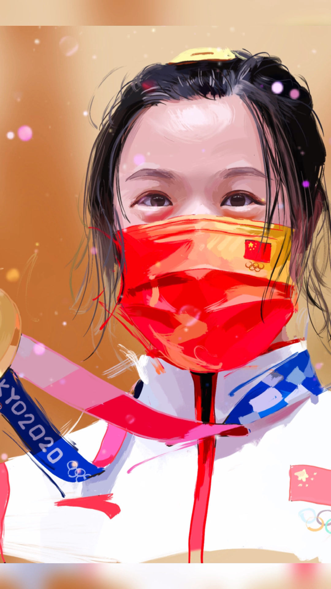 奥运会手绘画杨倩图片
