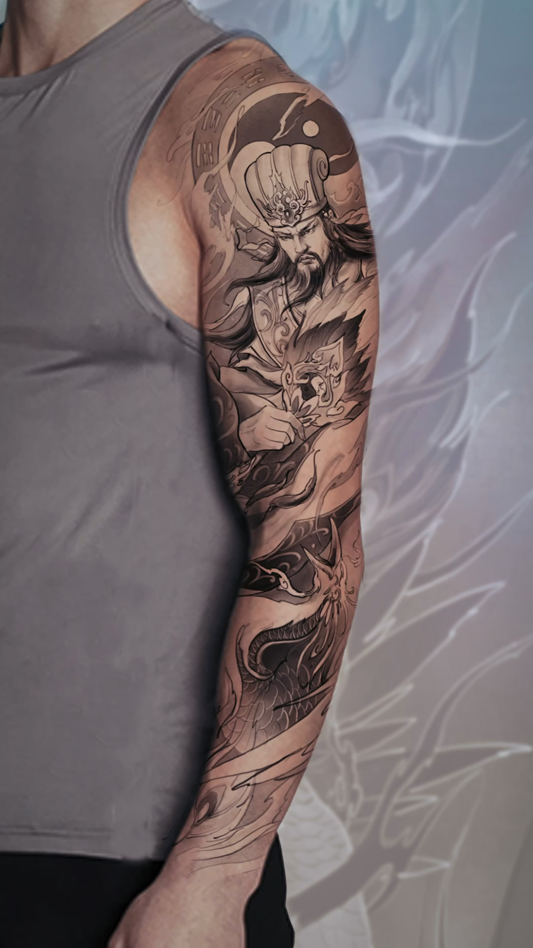 诸葛亮设计【ps效果图】#志永纹身#原创纹身设计手稿#撸铁#诸葛亮