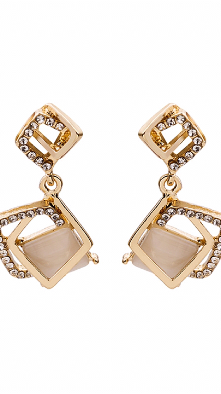 饰品#几何方形耳环,气质百搭